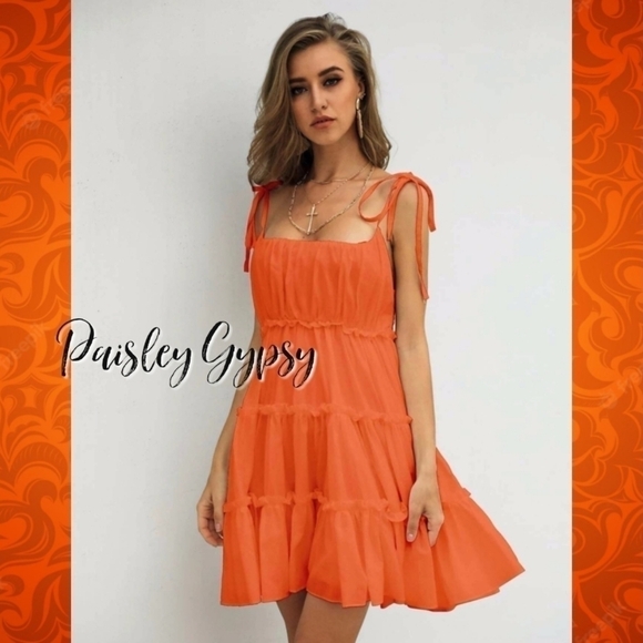 Dresses & Skirts - Flirty Spaghetti Strap Tiered High Waist Sun Dress